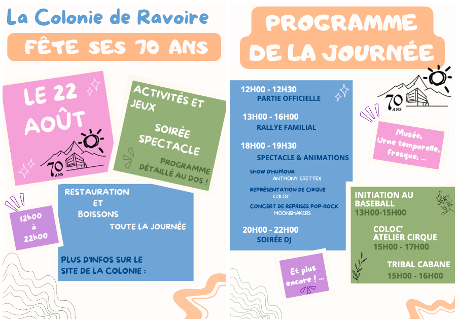 70 ans de la Colonie de Ravoire Affiches des 70 ans de la Colonie de Ravoire